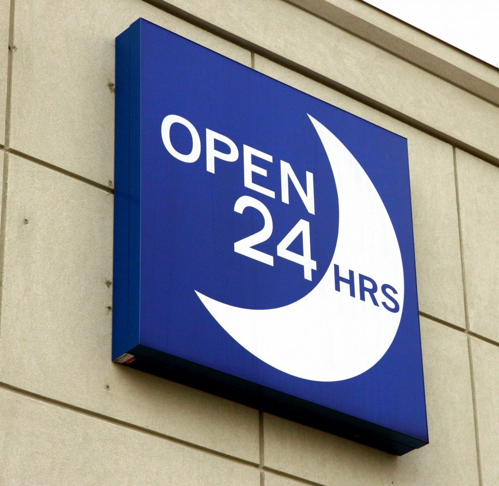 open 24 hour store sign