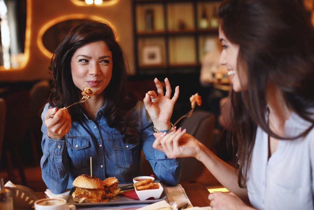 friends eating at a restaurant