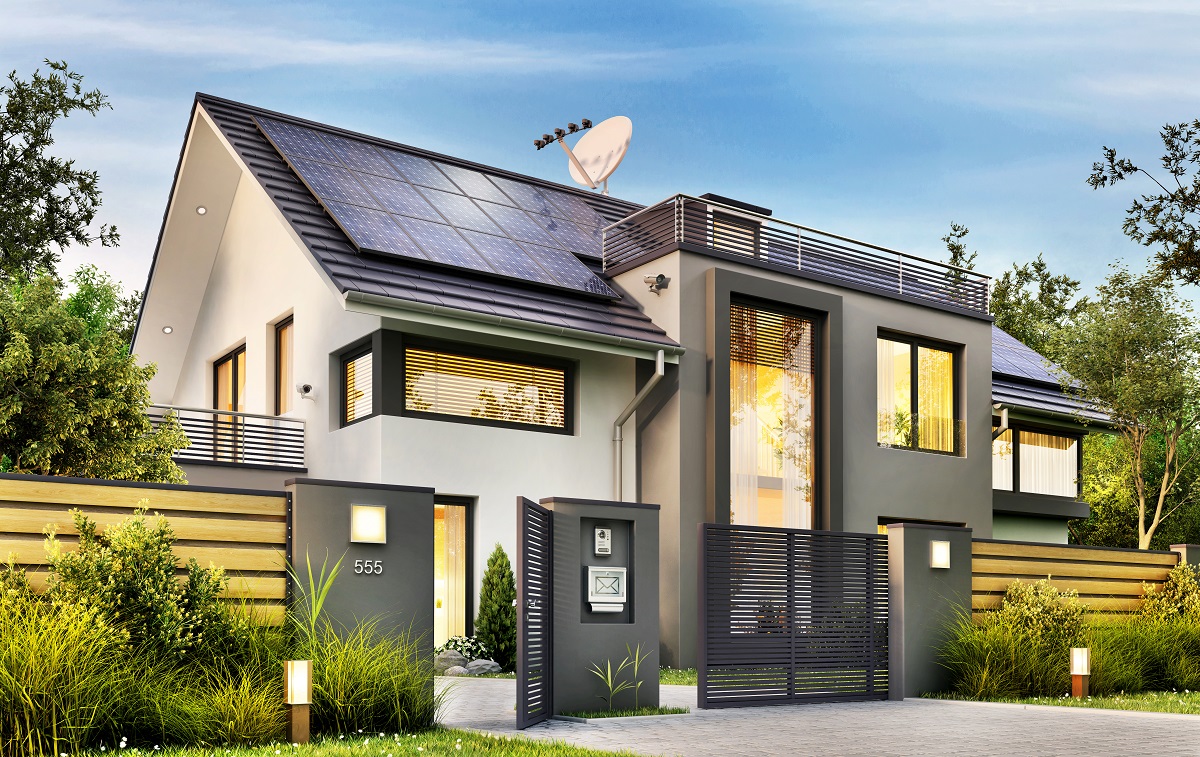 modern home with solar panels