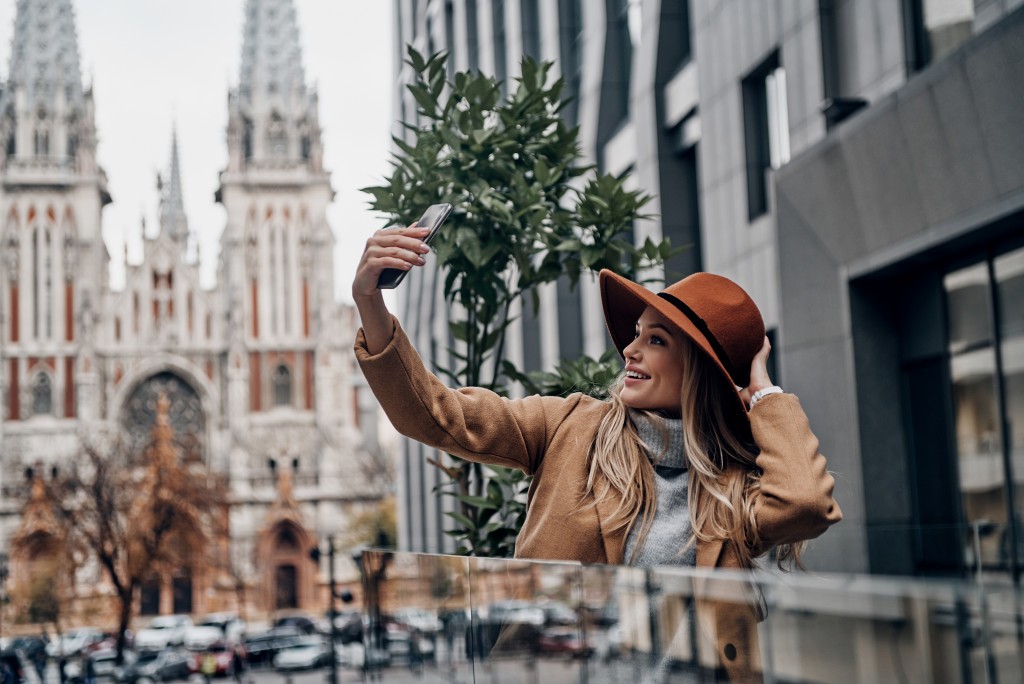 woman taking a selfie