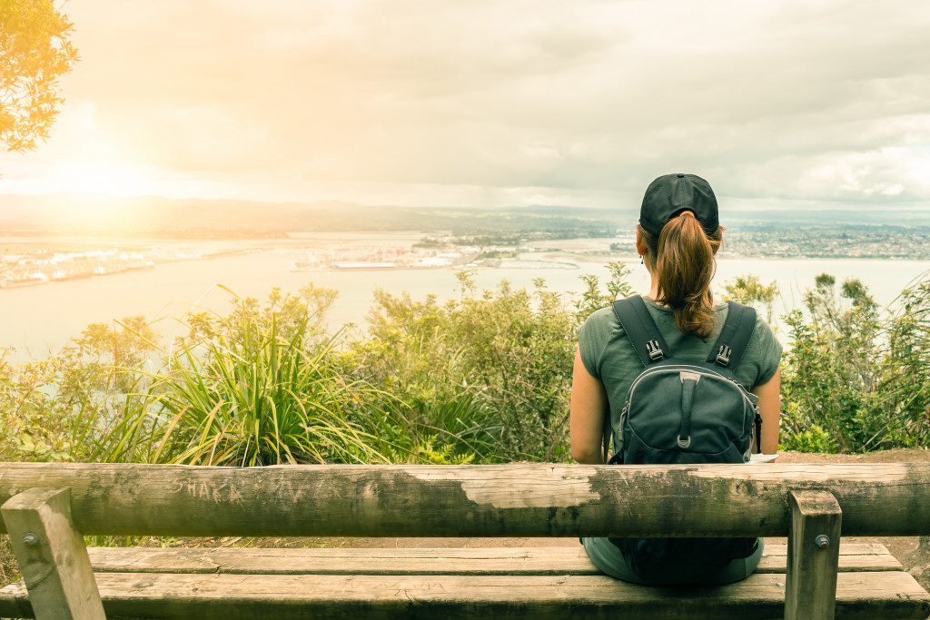 woman backpacking