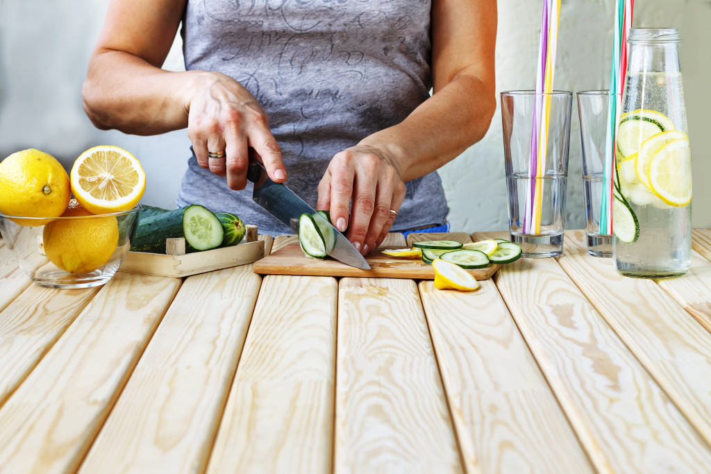 person chopping food