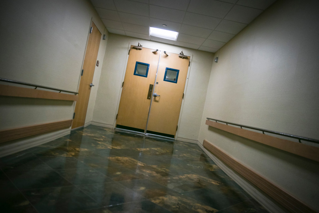 a picture of a yellow office door