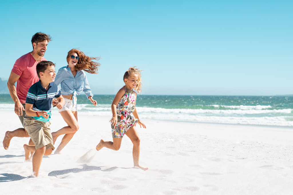 Happy family with children